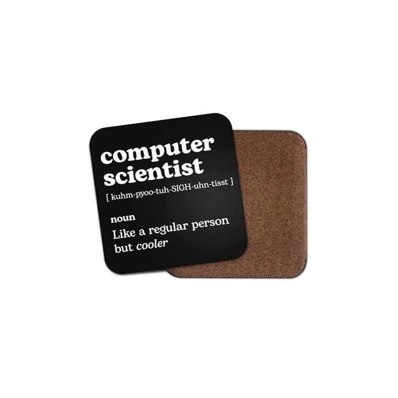Computer Scientist Square Coaster - IT Work New Job Dictionary
