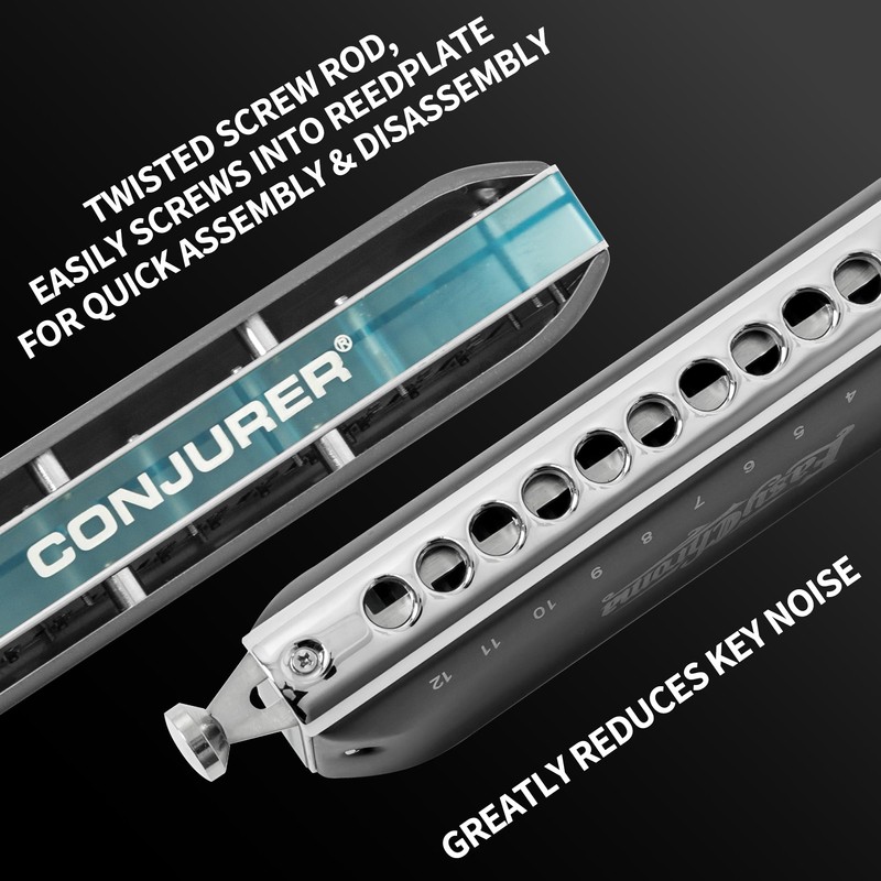 Conjurer Chromatic Harmonica EasyChroma 12 Hole Advanced C Key Mouth