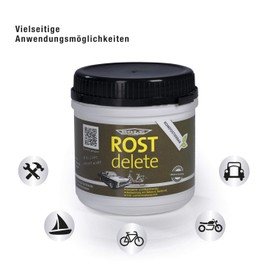 ROSTdelete rust remover, effective rust remover without toxic fumes for bicycles, cars, motorcycles, tools & more, natural product based on citric acid, not a rust converter