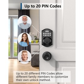TEEHO TE001 Keyless Entry Door Lock with Keypad - Smart Deadbolt Lock for Front Door with 2 Keys - Auto Lock - Easy Installation - Matte Black