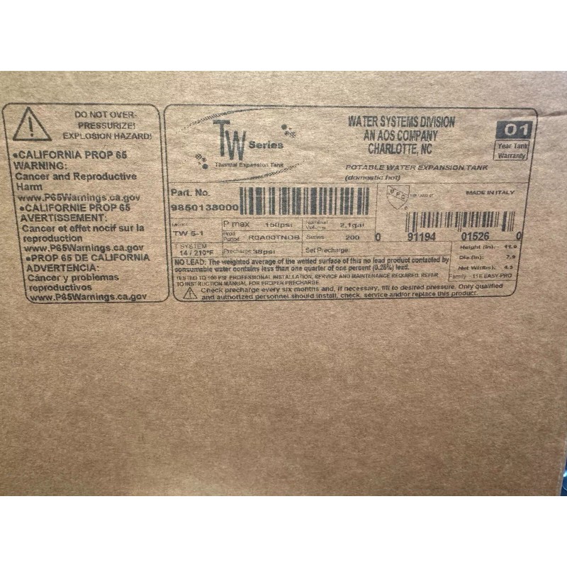 A. O. Smith A O SMITH WATER EXPANSION TANK 2.1
