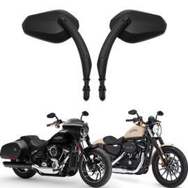 DREAMIZER Motorcycle Handlebar Rear View Mirrors Side Mirror for Sportster XL 883 1200 Softail Fat Boy Street Bob Dyna Touring Road King Road Electra Glide - Matt Black,Snake Eye