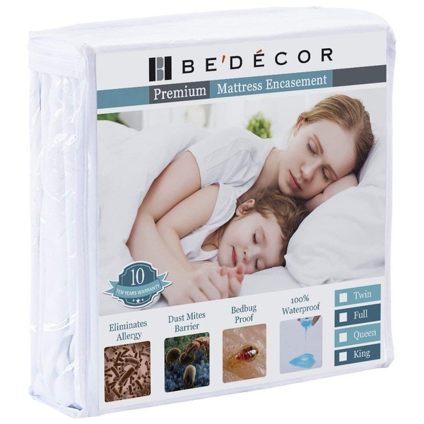 Bedecor Zippered Mattress Encasement Protector Breathable Smooth，Applicable to Home Hotel