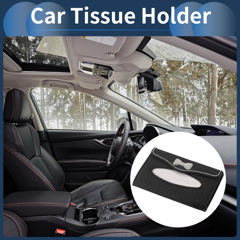 X AUTOHAUX Car Tissue Holder Car Tissue Box Organizer Rhombus
