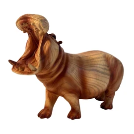 FEARSOME HIPPOPOTOMOUS IN WOOD EFFECT RESIN |Ornaments for The Home | Home Accessories | Hippo Lover Gift Birthday Friendship Gifts | Wildlife Animal Lover Gift| Hippo Statue