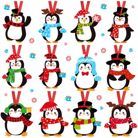 Resurhang 36 Sets Christmas Penguin Crafts for Kids Winter DIY Arts and Crafts Xmas Ornaments for Kids Girls Boys Christmas Party Supplies Winter Xmas Tree Decoration