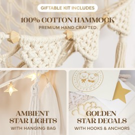 TIDYTEDS Stuffed Animal Hammock Corner | Sturdy Handcrafted Stuffed Animal Net | 4mm Double Macrame Cord Stuffed Animal Holder | Natural 100% Cotton Plushie Net | Toy Hammock w/LED Light (Ice Cream)