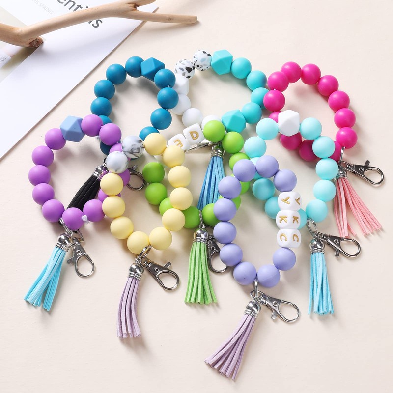 100 PCS Round Silicone Beads for Keychain Making Kit, Silicone