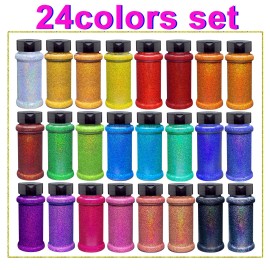 Glitter Powder Holographic Glitter 24 Colors Set for Tumblers Arts and Craft Decoration and Hand Make Work Gifts Shaker Packingcolor: 24 blue black green pink copper golden