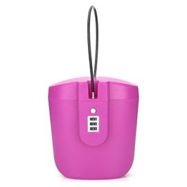 Soleebee Tragbare Anti-Diebstahl Schlossbox, Portable Sicherheit Schlosstasche Mobiler Reisesafe Strandsafe mit Zahlen Schloss Lock Box für den Strand Reisen Camping Sport Outdoor (Pink)