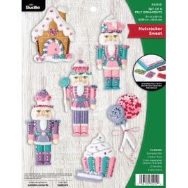 Bucilla Felt Applique 6 Piece Ornament Making Kit, Nutcracker Sweet, Perfect for DIY Arts and Crafts, 89292E
