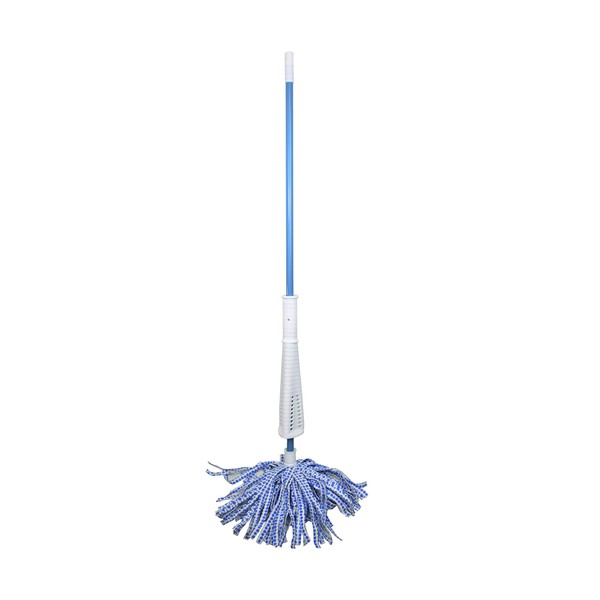EVERCLEAN Self Wringing Cone Mop - Premium Microfiber Mop Head is Machine Washable with No Slip Hand Grip - Aqua/White (7140)