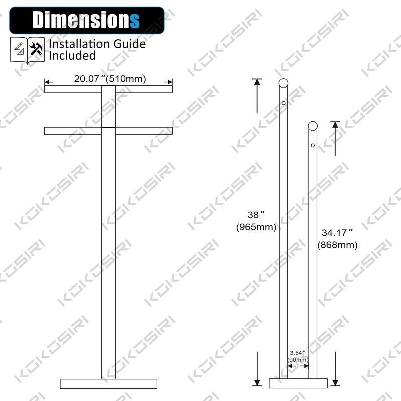 KOKOSIRI Floor Stand Towel Rack for Bathroom 2-Tier Free Standing