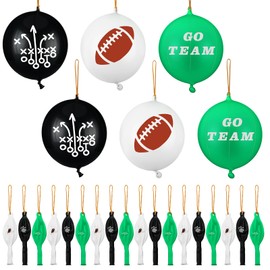 Hollowfly 24 Pcs Football Punch Balloons Bulk for Party Game Favors 18 Inch Punching with Rubber Band Heavy Duty Latex Round Bouncy Fun Balloons for Sport Theme Birthday Party Supplies (Football)