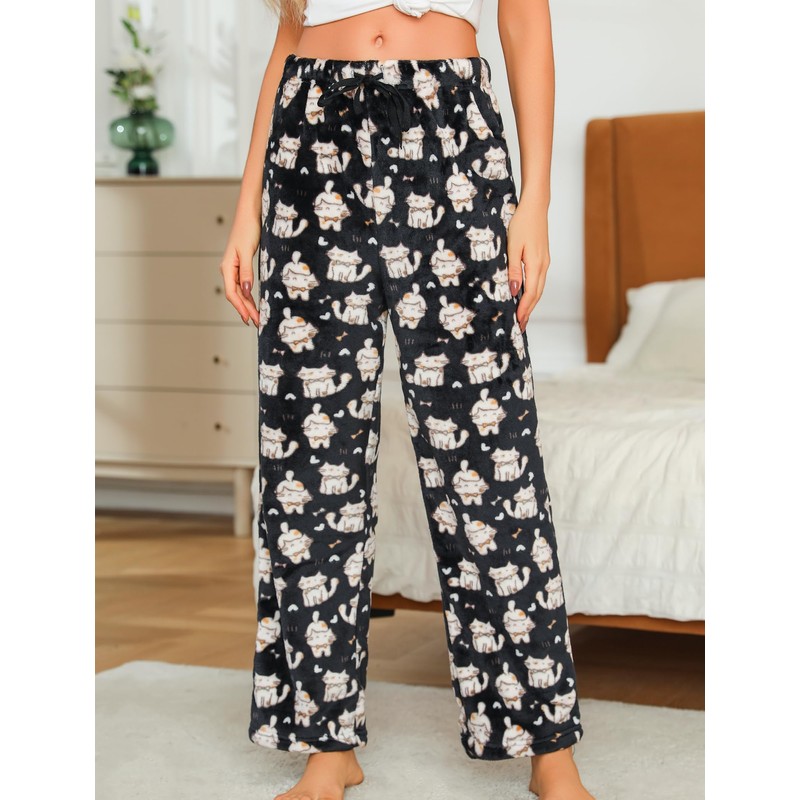 ENJOYNIGHT Women Fleece Pajama Pant Fluffy Sleep Bottoms Plush Lounge
