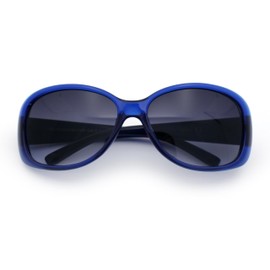 Kids Size Girls Classic 90s Designer Style Wrap Rounded Rectangle Sunglasses Blue - Smoke
