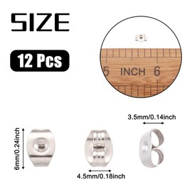 QZKJQDD 12pcs/6 Pairs Butterfly Earrings Back, Stainless Steel Secure Ear Locking, Butterfly Safety Backs for Earrings Stud Replacement, Jewellery Accessories for Woman