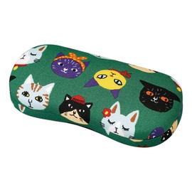 Pearl Eyeglass Case, Eyeglass Case, Hard Case, Synthetic Leather, Spring Type, For Kids, Boys, Girls, Cats, Faces, Pattern, Lovely Cats, Green, Mother's Day, Father's Day, Gift Present