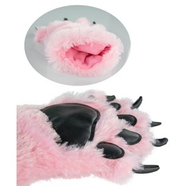 Lazy One Animal Paw Mittens for Adults and Kids, Bear, Costumes (Pink Bear, Medium)