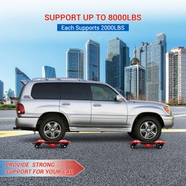 EliteEdge Car Dolly Set of 4, Car Wheel Dollies with Tow Hook, Car Dollies with Thickened Handles & Sidebar, Wheel Dolly Set of 4, Car Dolly with Security Lock for Moving Vehicles