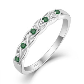 Inpasne Infinity Celtic Knot Ring 925 Sterling Silver Emerald May Birthstone Ring Twisted Knot Statement Rings for Women Size 8