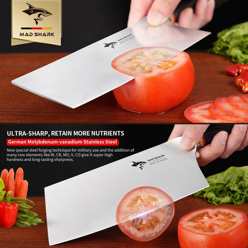 MAD SHARK 7 inch Kitchen Knife, Professional Sharp Vegetable Cleaver,