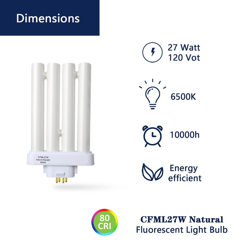 Valoisa CFML27W Natural Daylight Fluorescent Light Bulb,Compatible for VERILUX CFML27VLX,6500K