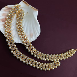 Efulgenz Indian Bollywood Gold Tone Crystal Faux Pearl Wedding Bridal Anklet Pair