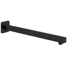 Voolan 16“ Square Shower Arm with Flange and Teflon Tape, Extension Shower Head Arm for Bathroom Fixed Shower Head, Solid Stainless Steel, Wall Mounted (Black)