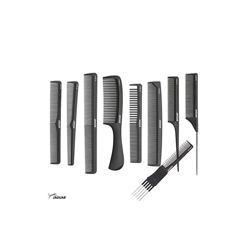 JAGUAR A-LINE BERRY 9-Piece Antistatic Comb Set with Storage Case