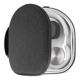 Geekria Shield Headphones Case Compatible with Bang & Olufsen Beoplay HX, H100, H95, H9 3rd Gen, H9i, Beocom Portal, Replacement Hard Shell Travel Carrying Bag with Cable Storage (Dark Grey)