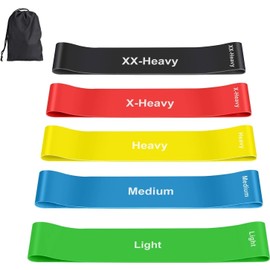 Resistance Bands Exercise Loop Fitness Bands for Women Men, 5 Different Levels Elastic Band for Home Gym Workout Bands, Yoga, Fitness, Stretching, Strength Training, Physical Therapy Carrying Bag