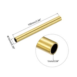 QUARKZMAN Brass Pipe 10 mm AD 1 mm Wall Thickness 10 cm Length Round Piping Hoses for Industry DIY Projects Pack of 2