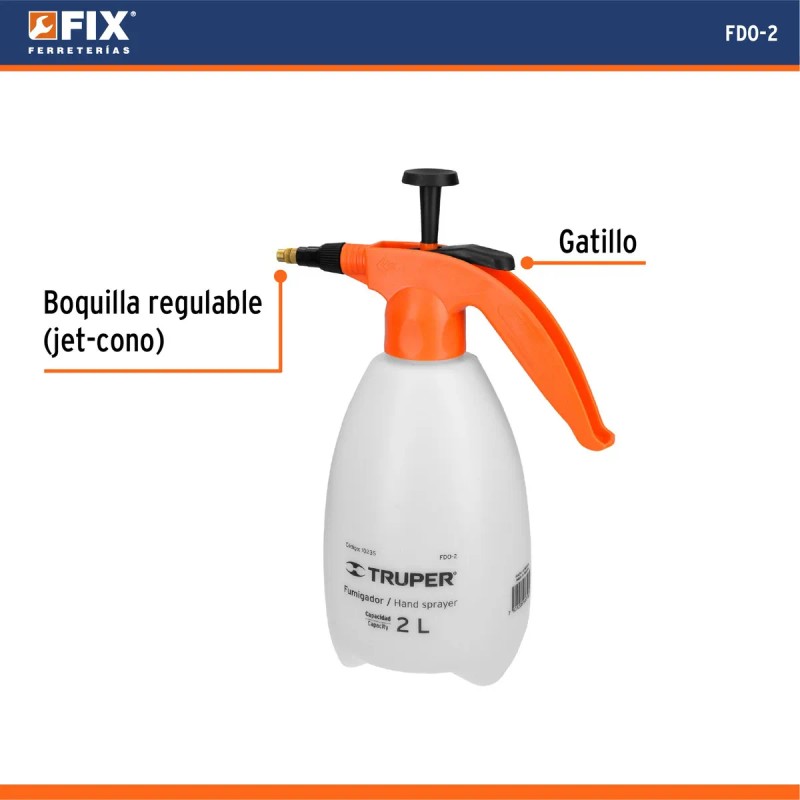 Truper fumigador aspersor manual fdo-2 2 litros 10235 blanco