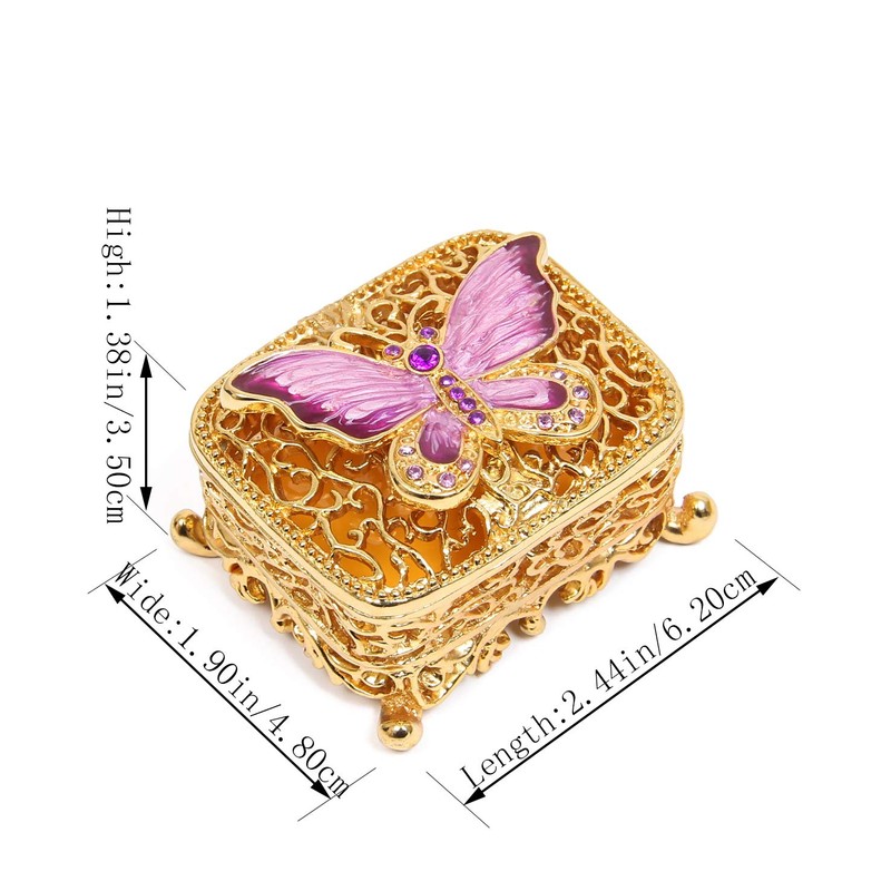 QIFU Hand Painted Butterfly Style Decorative Enamel Trinket Box(QF835)