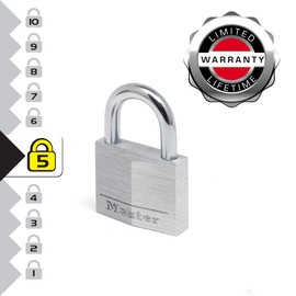 Master Lock 9140EURD Padlock with Aluminium Key, Grey, 4 x 5.9 x 1.3 cm