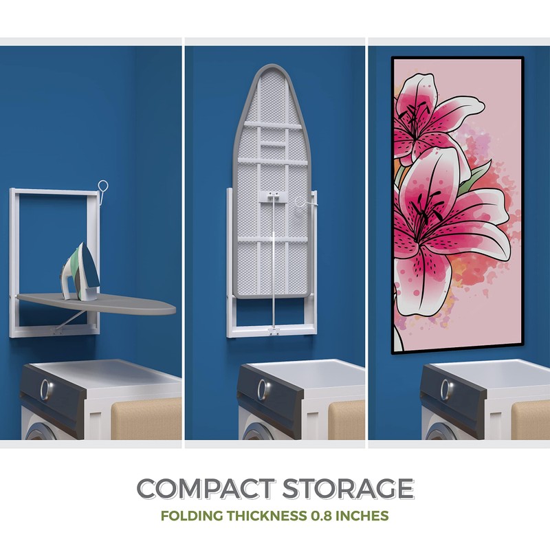 Xabitat Wall Mounted Ironing Board, 36.2" X 12.2" Compact Mount