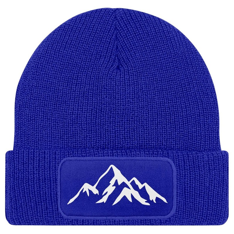 Neverless® Men's Beanie Winter Hat with Patch Mountains Nature Outdoor