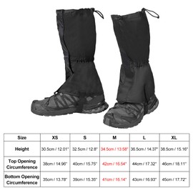 PATIKIL Leg Gaiters, Waterproof Shoe Covers Hiking Gaiters Snow Boot Gaiter, Black, M