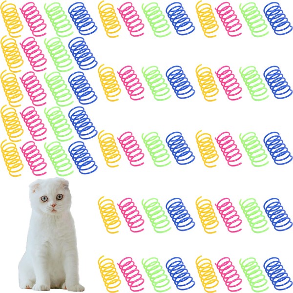 Aswewamt 60Pcs Cat Spring, Colourful Cat Springs Interactive & Creative