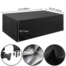 Pastlla Outdoor Furniture Set Covers Heavy-Duty 420D Waterproof All-Weather Rectangle Couch Sectional Patio Cover Protector for Sofa, Chairs, Table, Deck, Lawn Backyard 110"L x 84.25"W x 28"H, Black