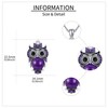 URONE Owl Necklace Silver 925 Owl Purple Crystal Pendant Necklace