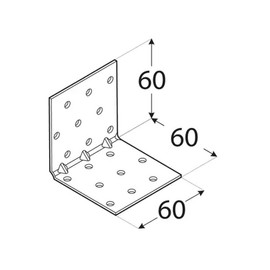 60mm x 60mm x 60mm Heavy Duty Perforated Angle Bracket with Reinforcement Corner Reinforced Metal Braces Steel Repair Connector KMP5 (Pack of 4)