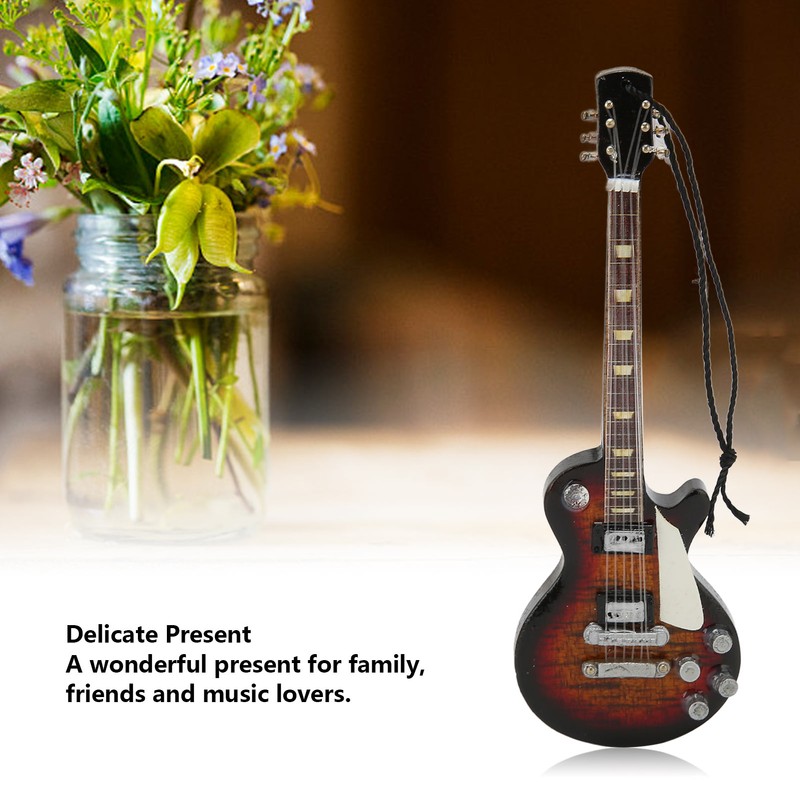 Miniature Electric Guitar Model Exquisite Wooden Guitar Ornament for Music