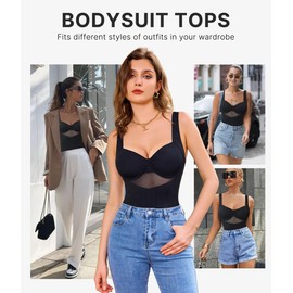 Nebility Shapewear Bodysuit for Women Tummy Control Waist Trainer Backless Body Shaper V-Neck with Built in Bra(Black,3X-Large)