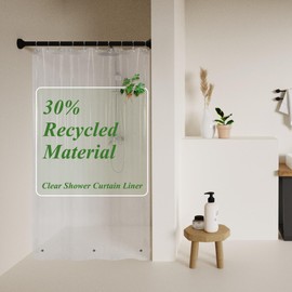 Mrs Awesome Recycled Clear 5G PEVA Shower Curtain Liners with 3 Magnets,Water Proof Plastic Shower Liner for Bathroom or Shower Stall,54x78