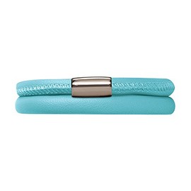 Endless Jewelry Light Blue Leather 40cm/8.0inch Double Leather Bracelet Steel Finish Stainless Steel