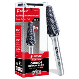 EZARC AlCrN Carbide Rotary Burr Bit (Pro), SL-5 Double Cut Carbide Burr 1/4" Shank Die Grinder Cutting Burrs Bit for Hard Metal Working, 1-Pack