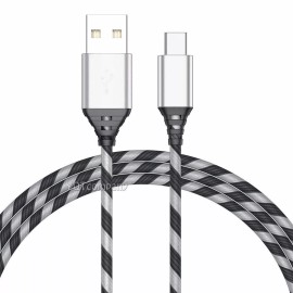 PCC 5ft Foot USB-A to USB-C Sync & Charge Cable White / Black Braided 506-285