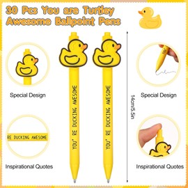 30 Sets Motivational Gifts Include Inspirational Duck Ballpoint Pens with Mini Resin Ducks You Are Awesome Cards with Bags Employee Appreciation Gifts Thank You Gift for Students Staff Coworker Team
